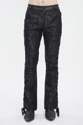 Pantalon évasé punk pour homme imprimé totem à lacets noirs